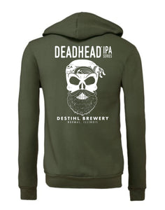 Hooded Sweatshirt, DeadHead® IPA Series Skull Full Zip (Military Green)