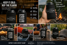 Collage of DESTIHL Brewery can coolers.
