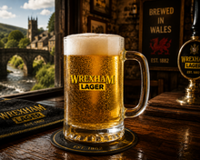 Wrexham Lager Tankard in a pub