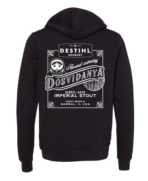 Hooded Sweatshirt, Dosvidanya Full Zip (Black)