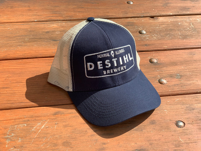 Hat, Trucker-Style, Embroidered (Navy Blue & Khaki)